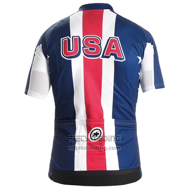 2018 Fietskleding USA Blauw Rood Wit Korte Mouwen en Koersbroek